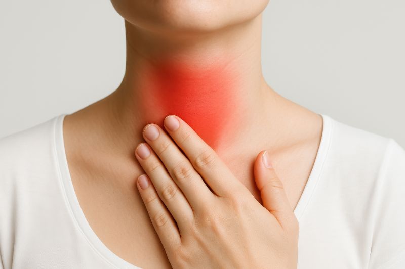 喉が炎症しているイメージ│喉が痛い・唾液を飲み込むと痛いのはなぜ？