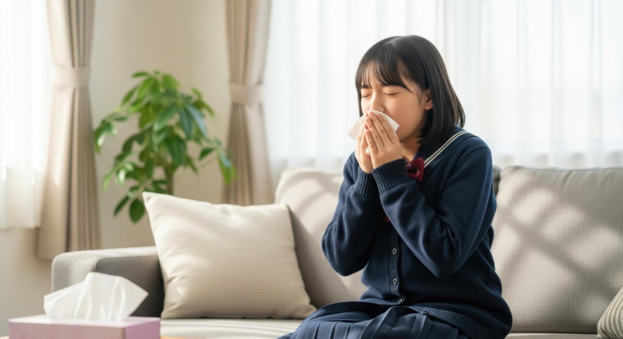 鼻をかむ女性のイメージ│鼻水が黄色くなる原因